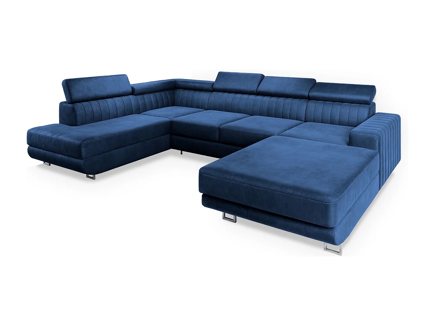 Hoekbank SIENA van fluweel met slaapfunctie Blau