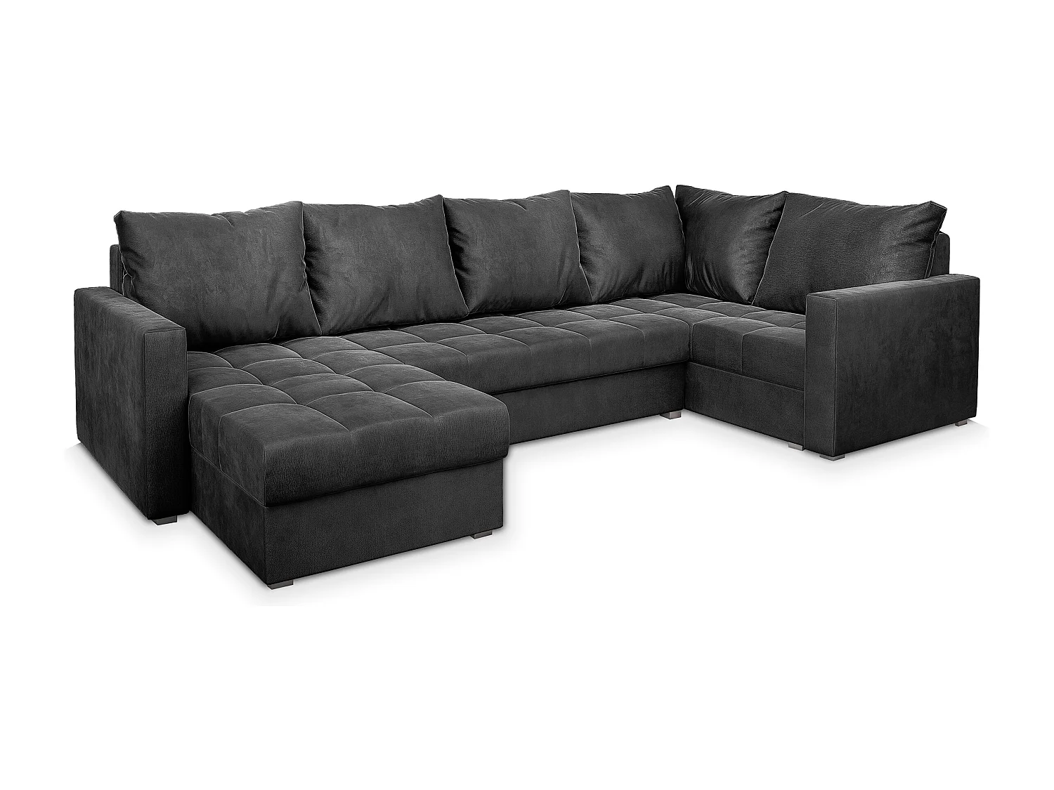 Canapé d'angle LORIVO Gris en peluche avec fonction de couchage