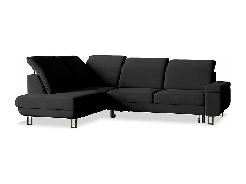 Canapé d'angle LERMA Noir en velours avec fonction de couchage