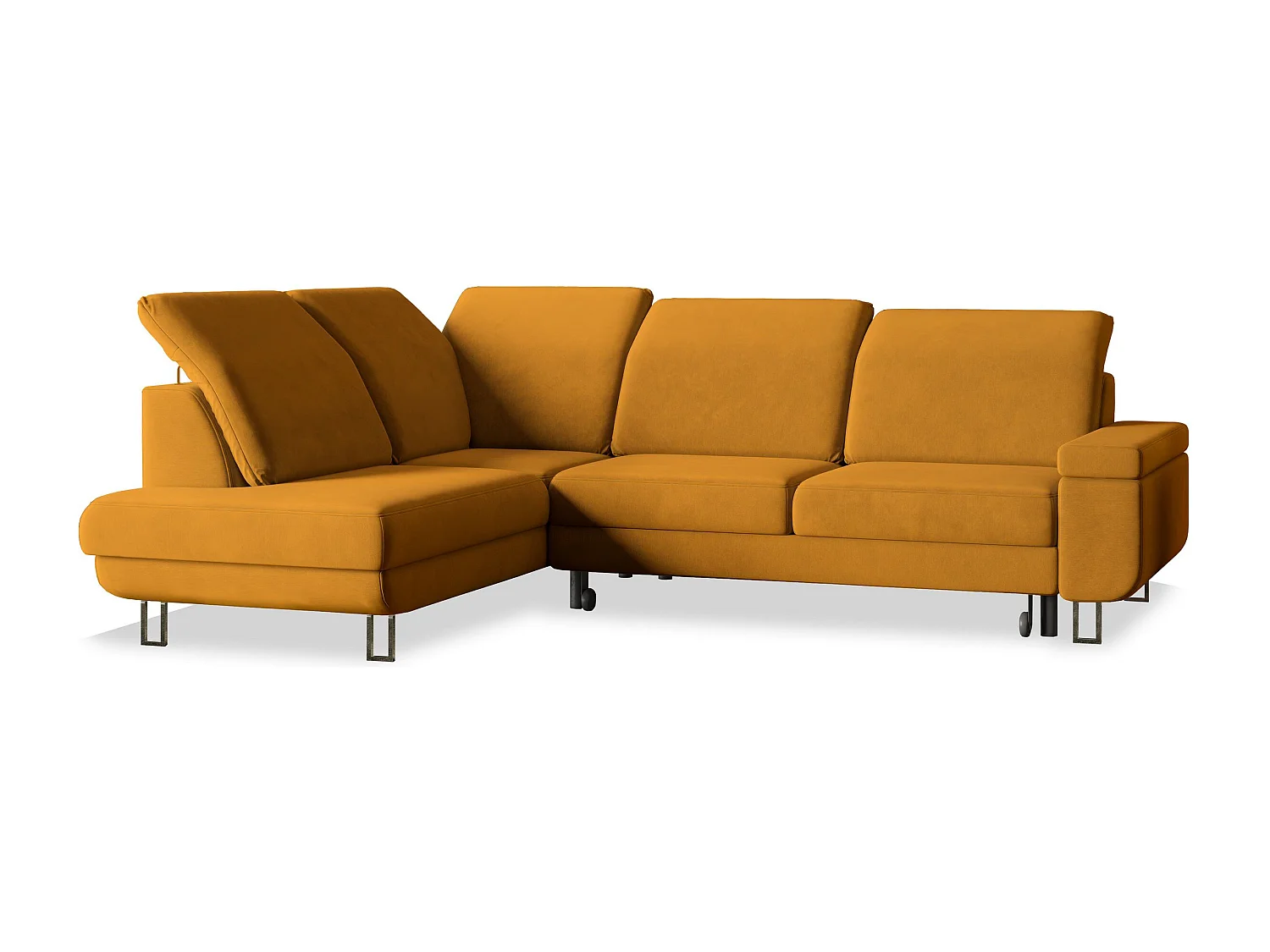 Canapé d'angle LERMA Jaune en velours avec fonction de couchage