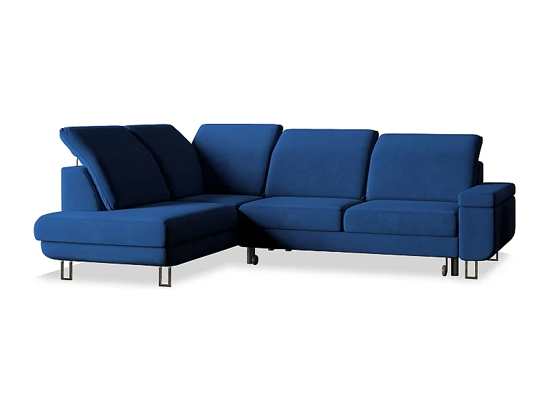 Hoekbank LERMA van fluweel met slaapfunctie Blau