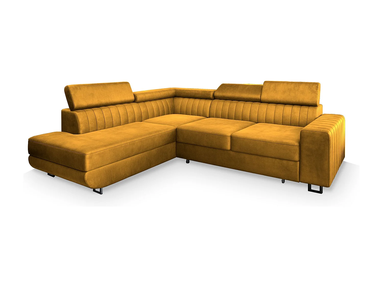 Canapé d'angle NOLA Jaune en velours avec fonction de couchage