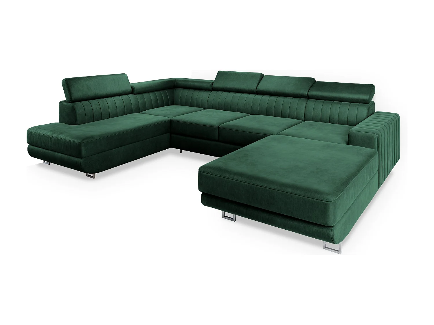 Canapé d'angle SIENA Vert Sapin en velours avec fonction de couchage