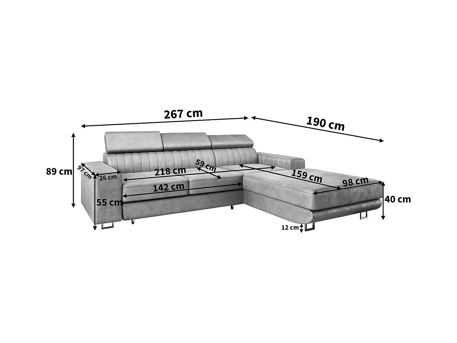 Canapé d'angle NOTO Jaune en velours avec fonction de couchage