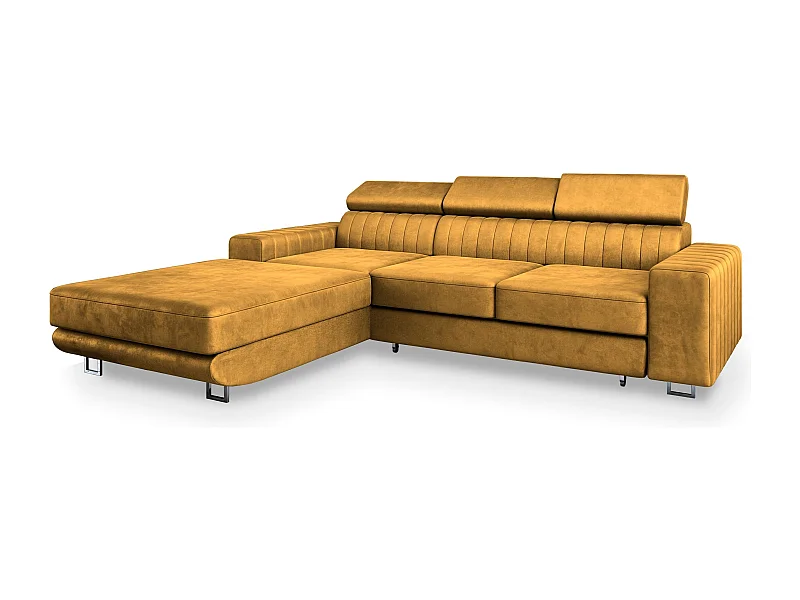 Hoekbank NOTO van fluweel met slaapfunctie Gelb