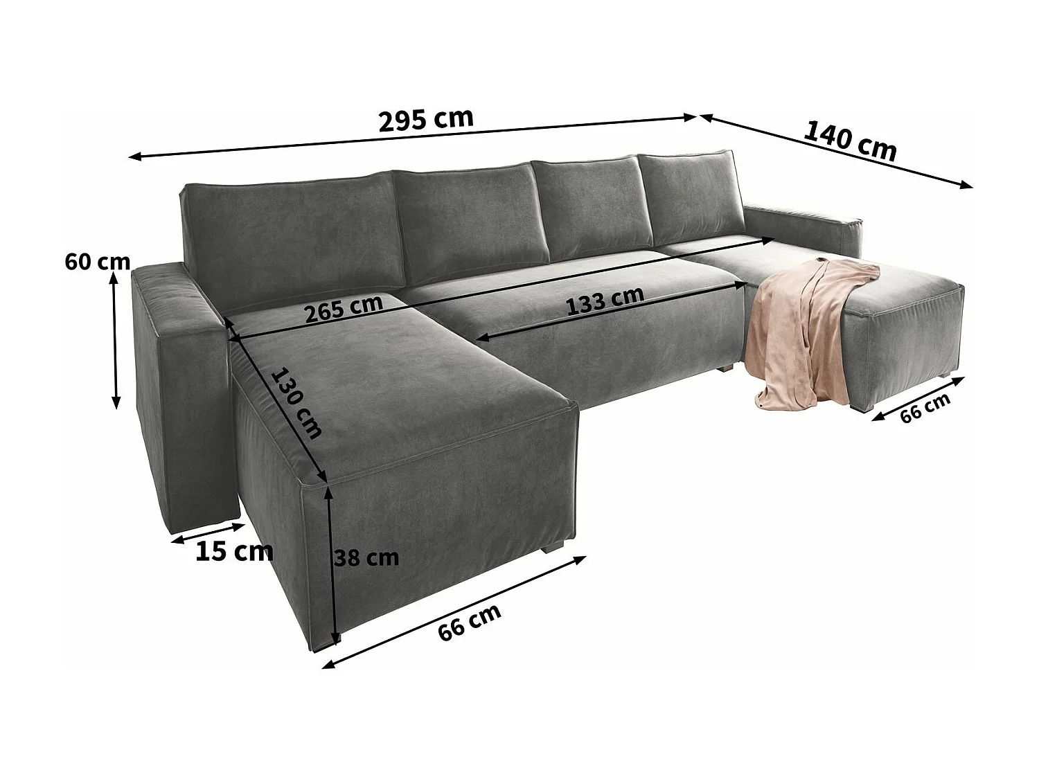 Canapé d'angle DENI Jaune en velours avec fonction de couchage