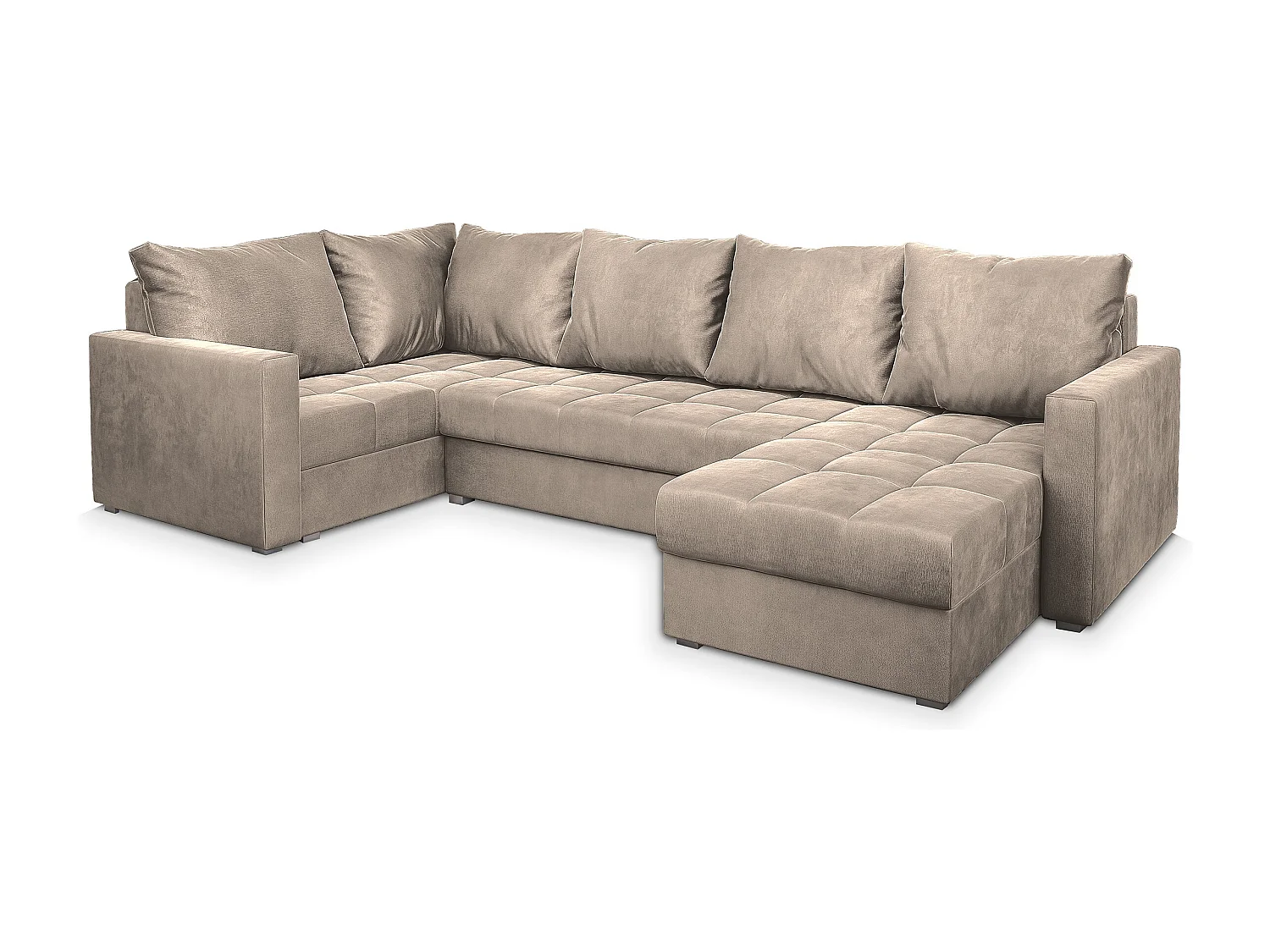 Hoekbank LORIVO van fluweel met slaapfunctie Beige