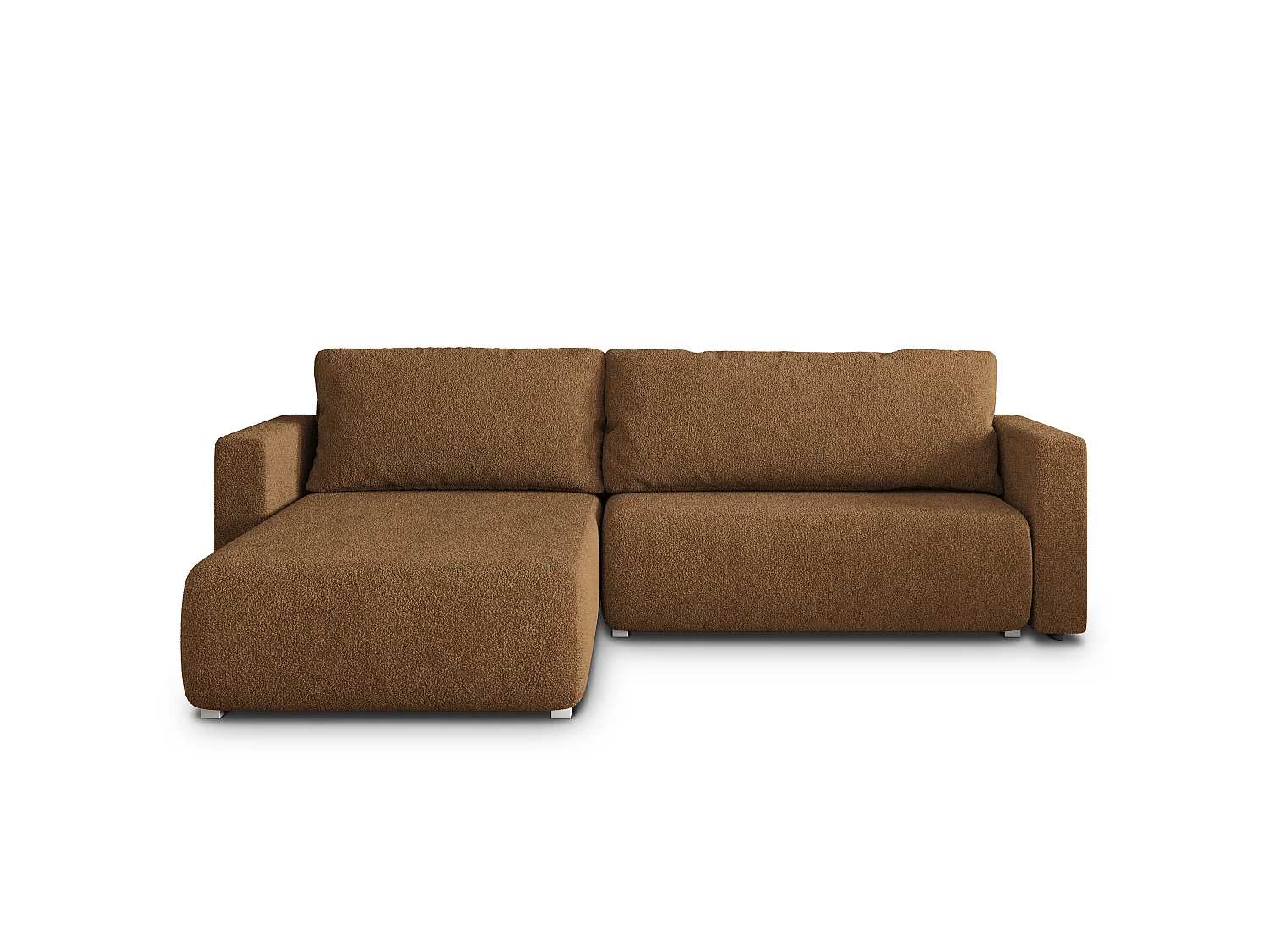 Canapé d'angle convertible 3 places en tissu marron TURIN