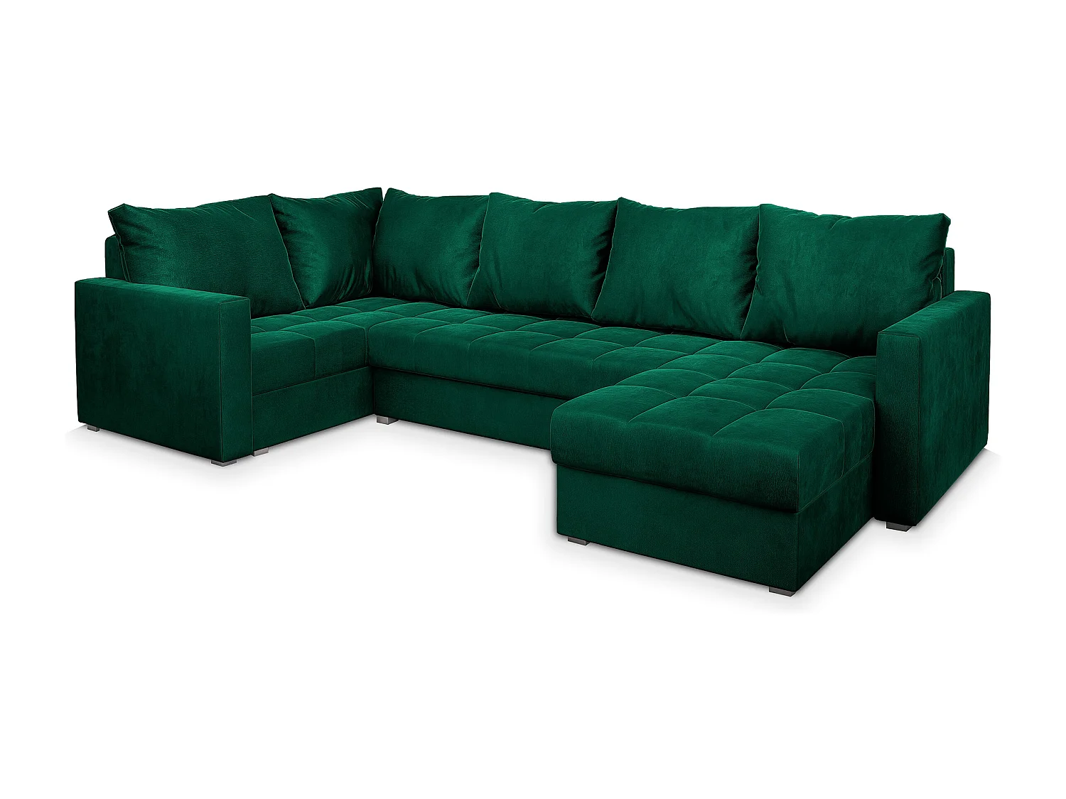 Canapé d'angle LORIVO Vert Sapin en peluche avec fonction de couchage