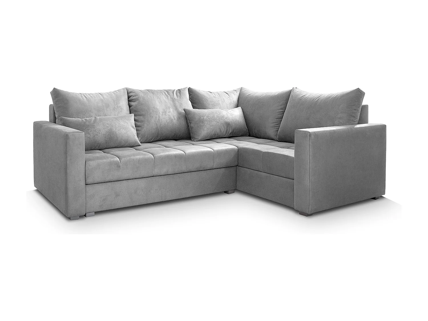 Canapé d'angle LIRENO Gris clair en peluche avec fonction de couchage