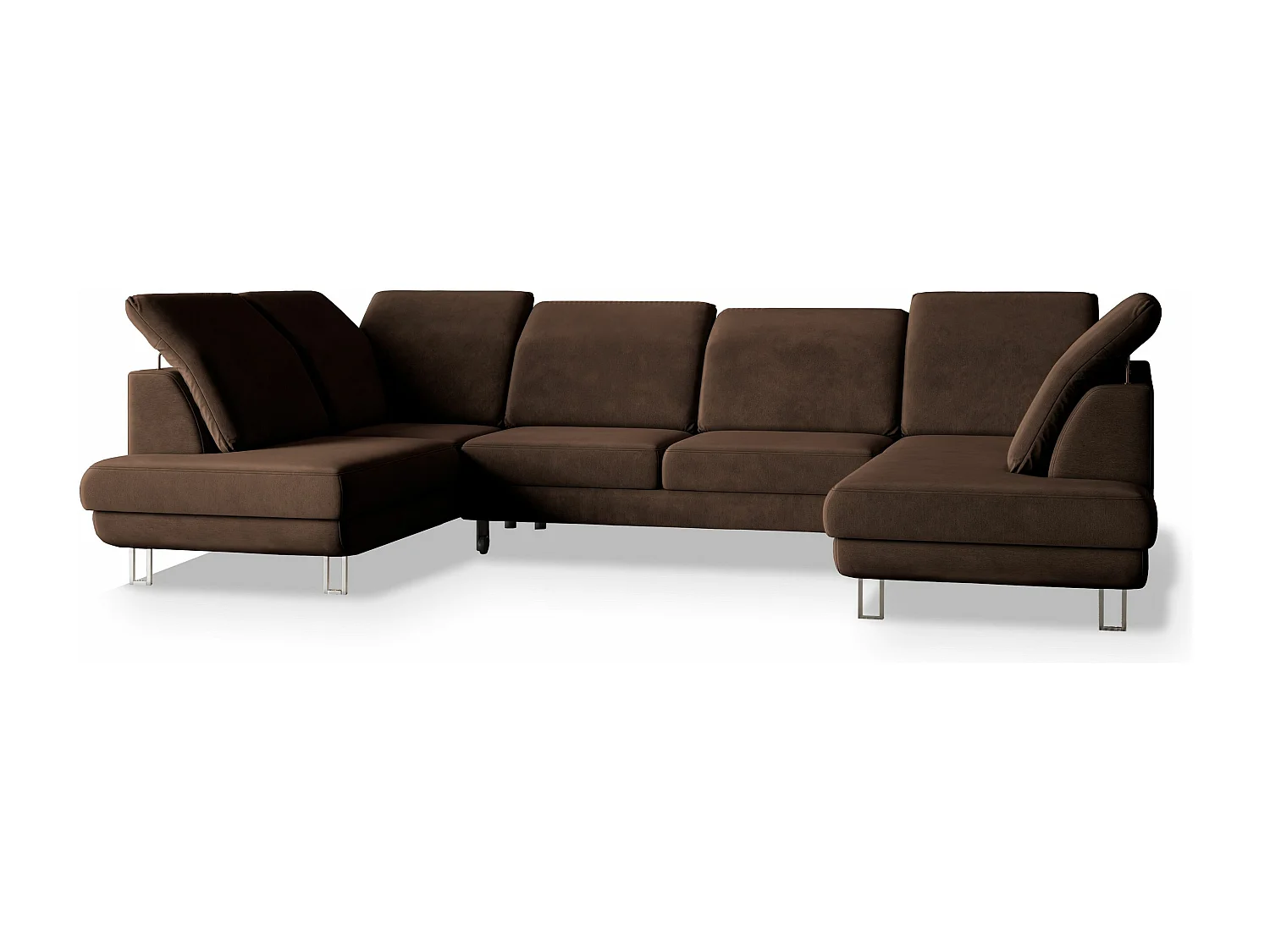 Canapé d'angle TERAMO Marron en velours avec fonction de couchage