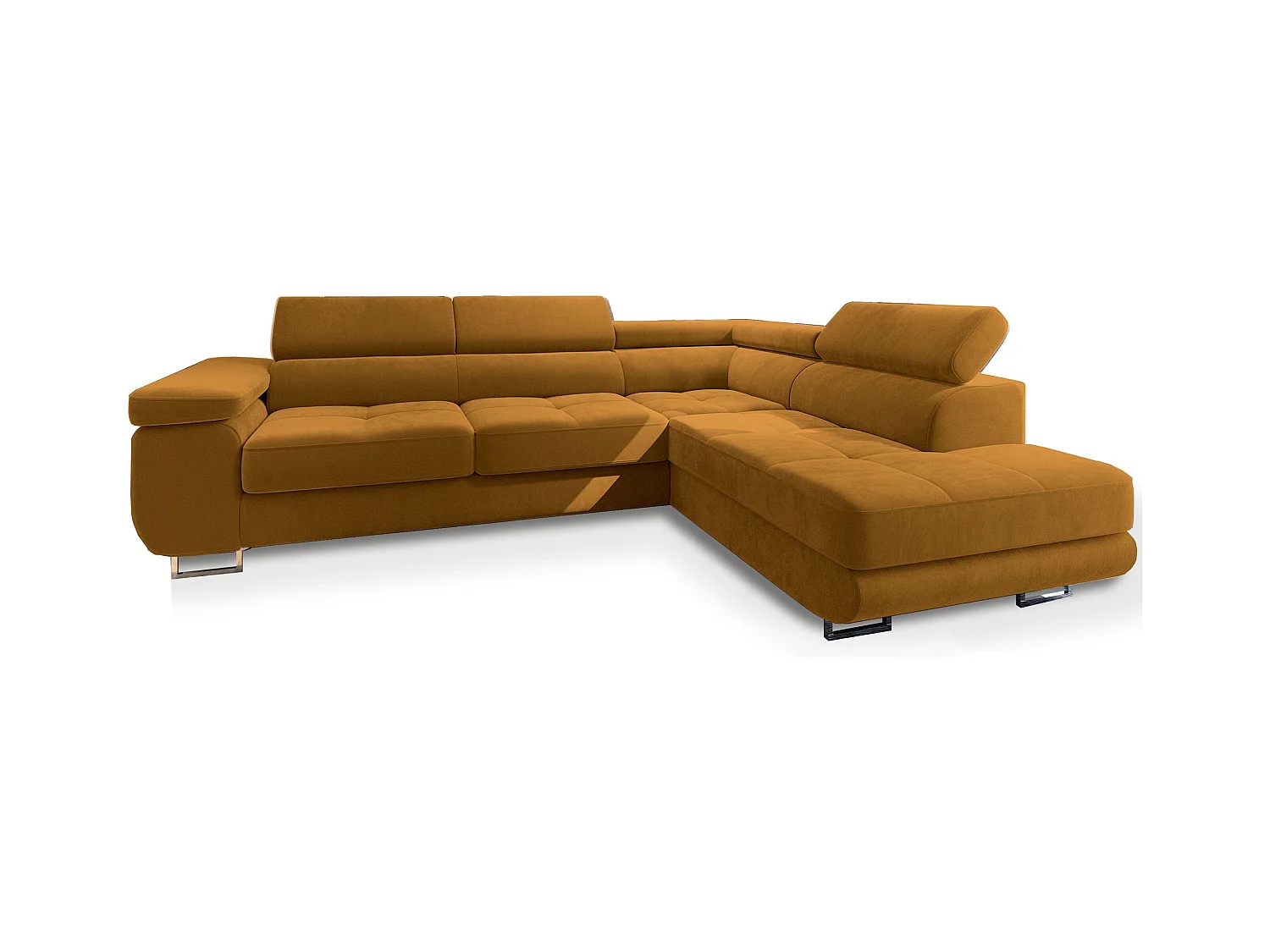 Canapé d'angle SELVA Jaune en velours avec fonction de couchage