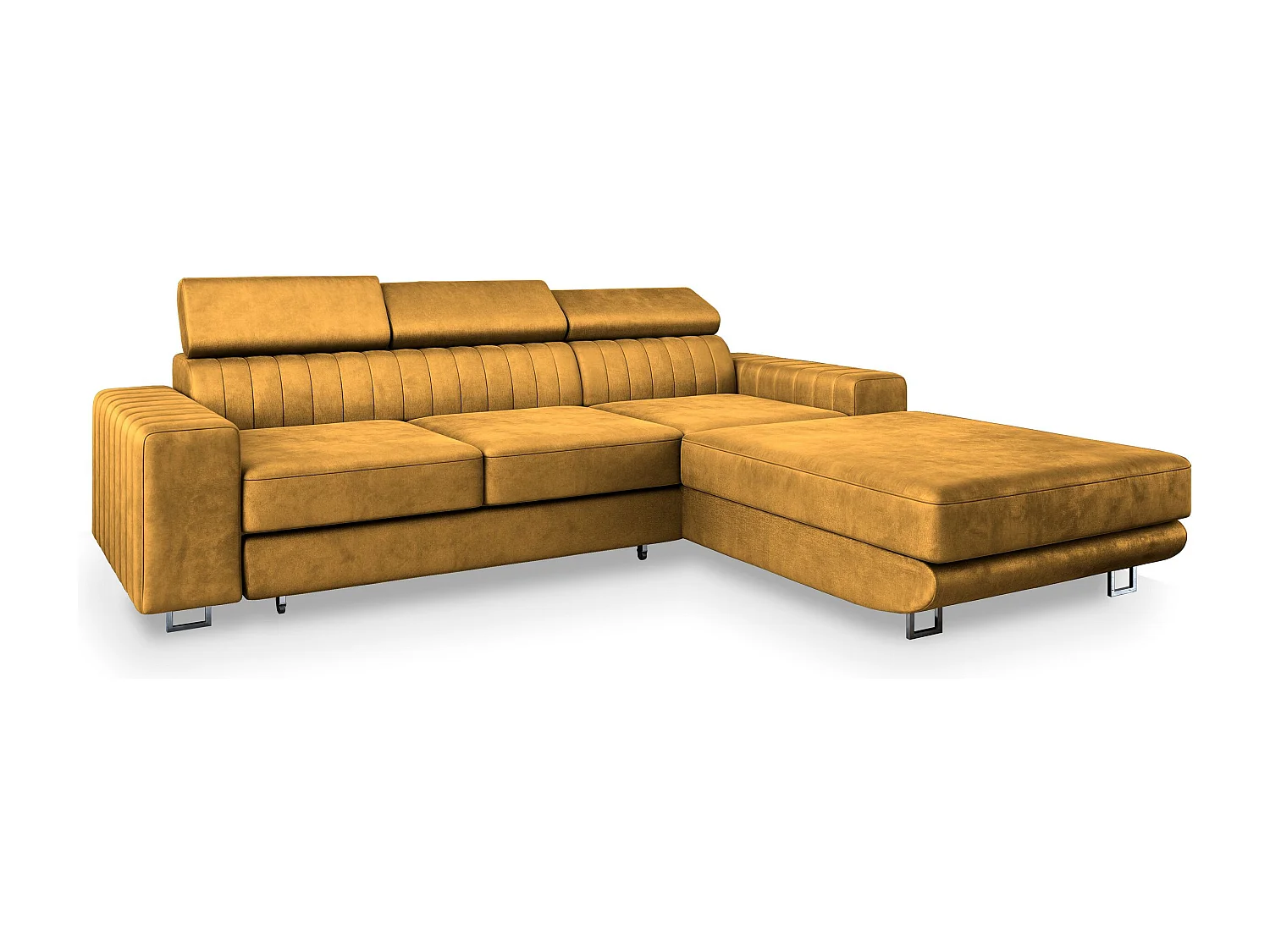 Hoekbank NOTO van fluweel met slaapfunctie Gelb