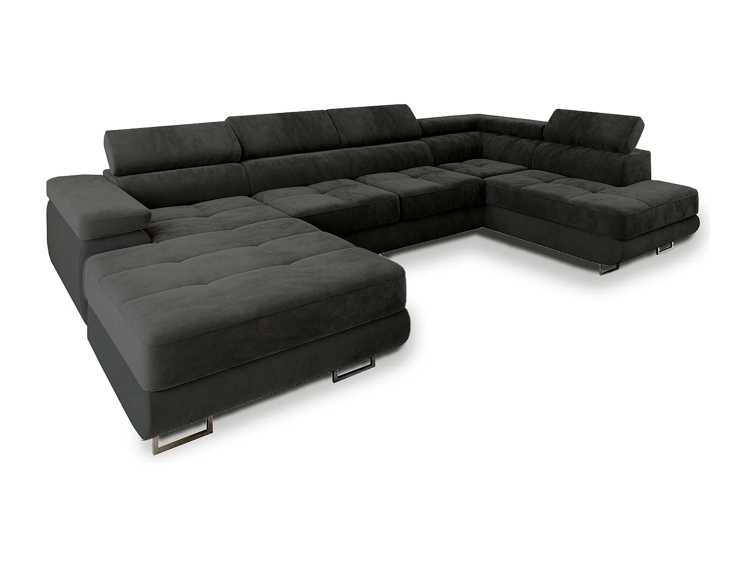 Canapé d'angle CASONE Noir en velours avec fonction de couchage