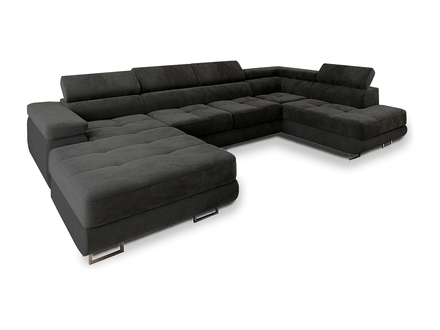 Canapé d'angle CASONE Noir en velours avec fonction de couchage