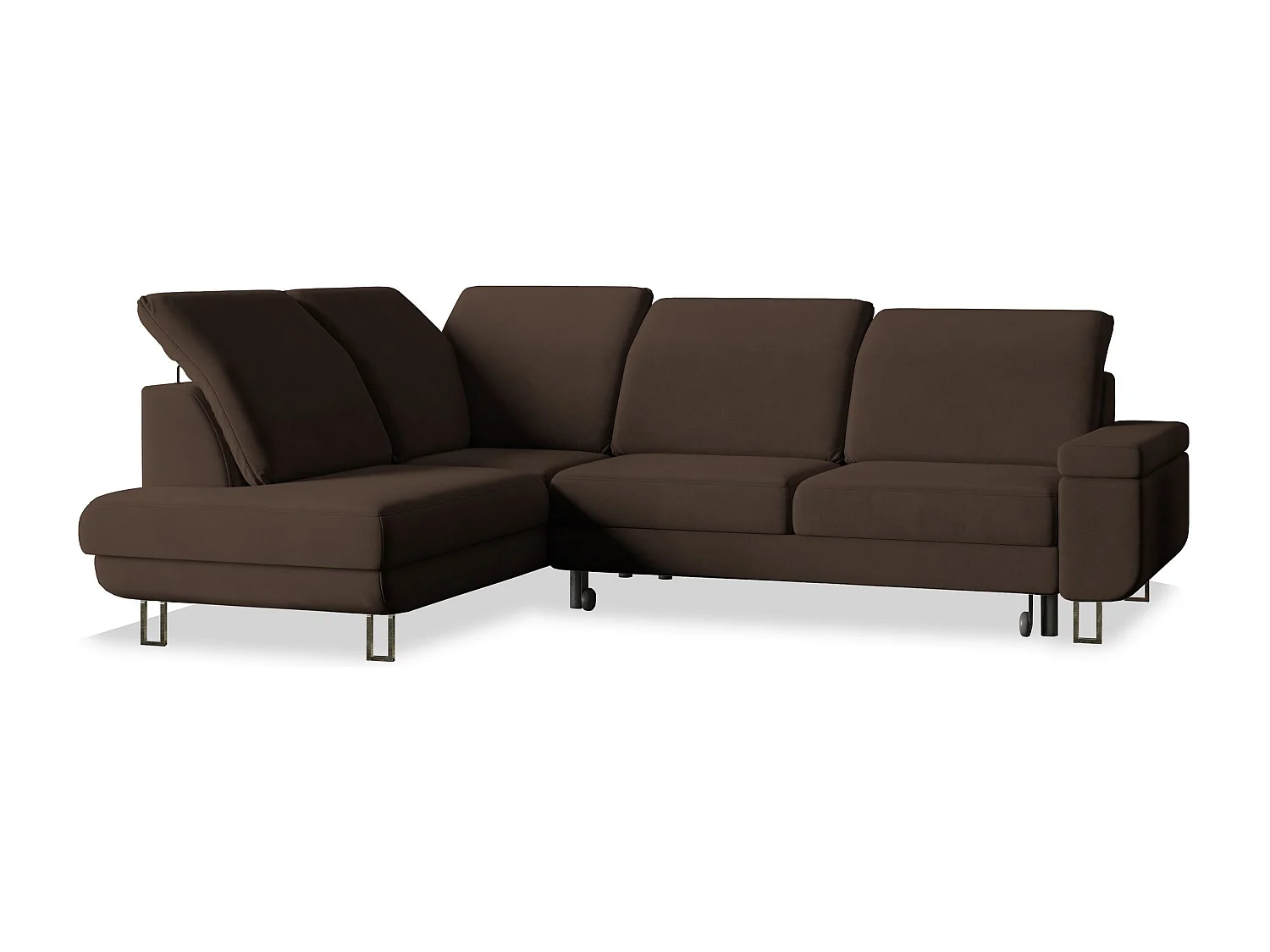 Canapé d'angle LERMA Marron en velours avec fonction de couchage