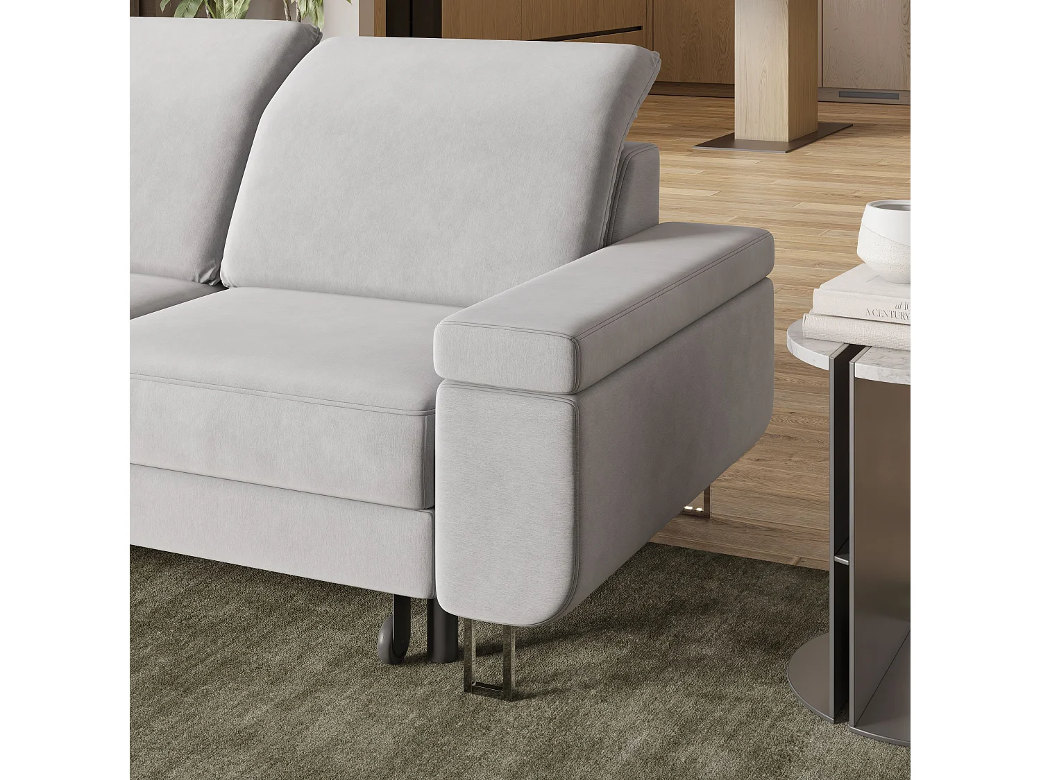 Canapé d'angle LERMA Marron en velours avec fonction de couchage