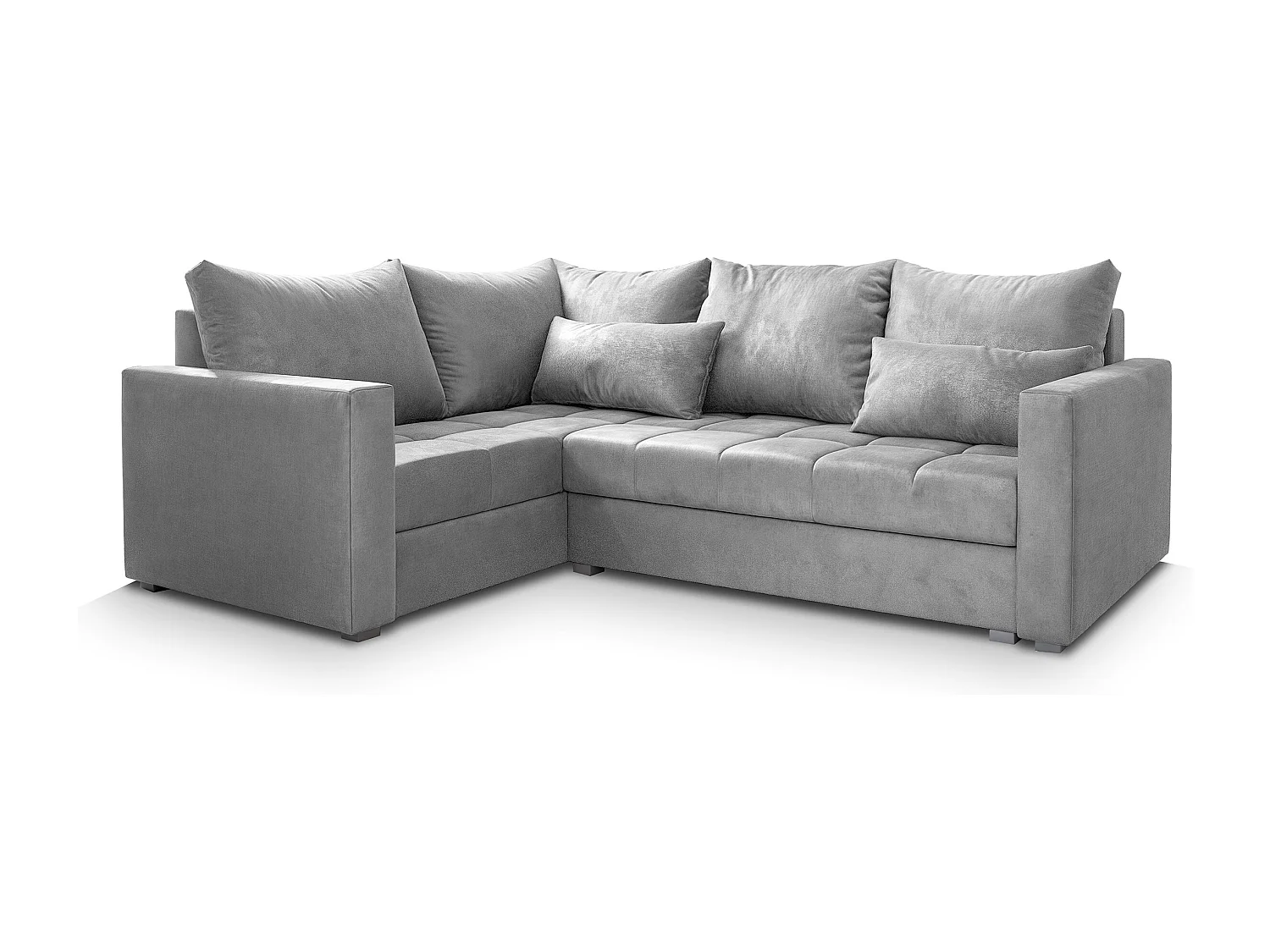 Canapé d'angle LIRENO Gris clair en peluche avec fonction de couchage