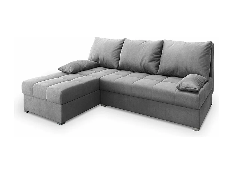 Canapé d'angle RITA Gris clair en velours avec fonction de couchage