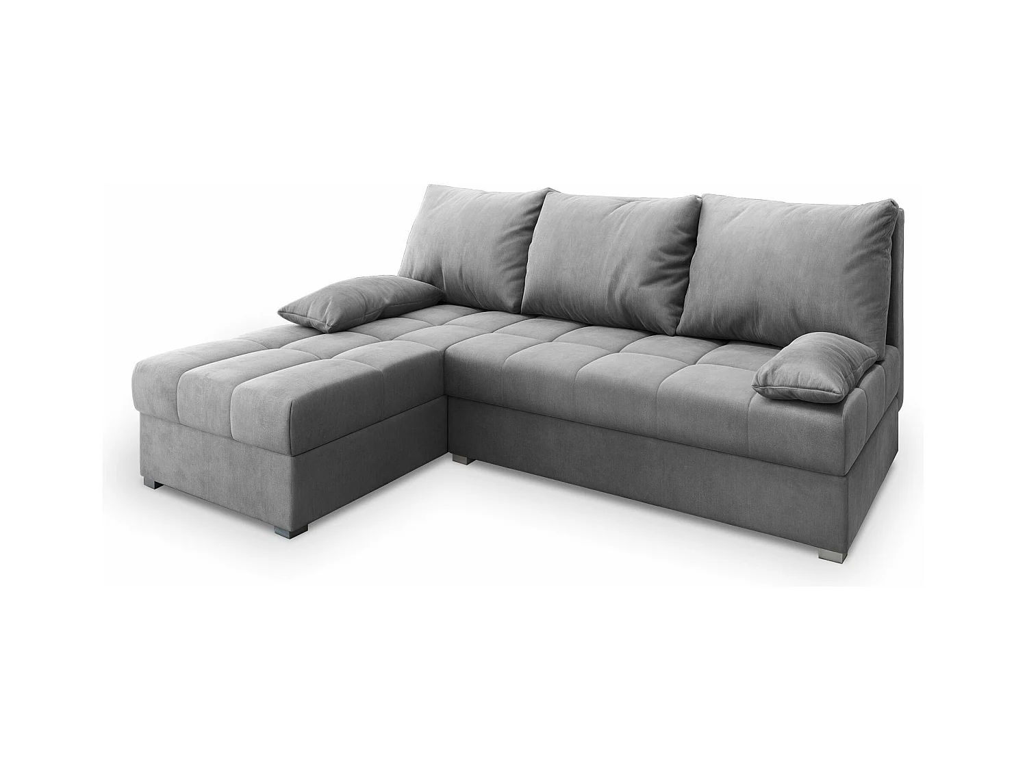 Canapé d'angle RITA Gris clair en velours avec fonction de couchage