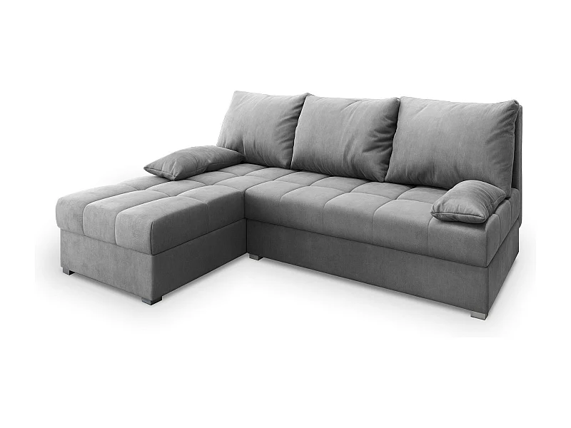 Canapé d'angle RITA Gris clair en velours avec fonction de couchage
