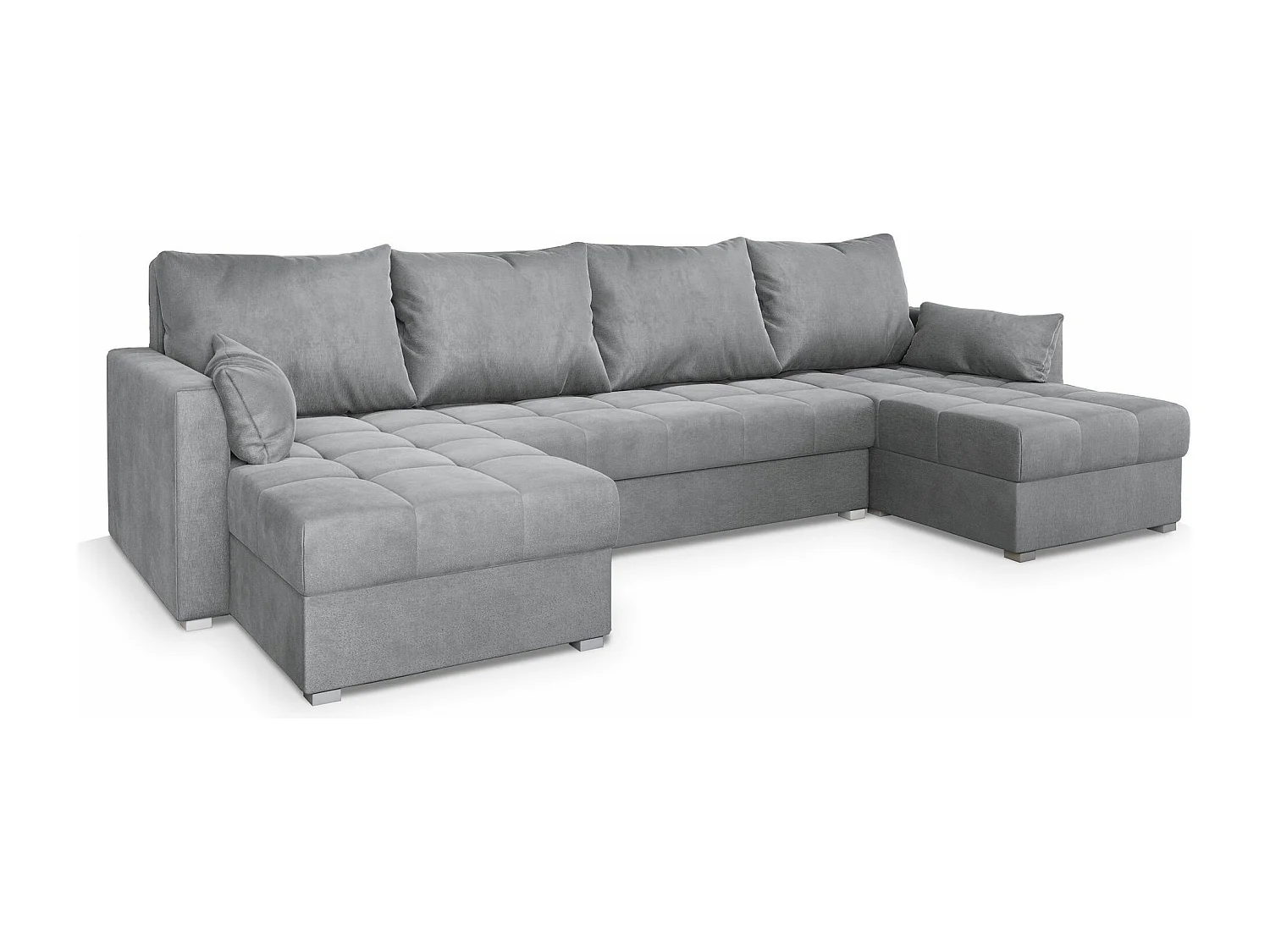 Canapé d'angle NAKO Gris clair en velours avec fonction de couchage