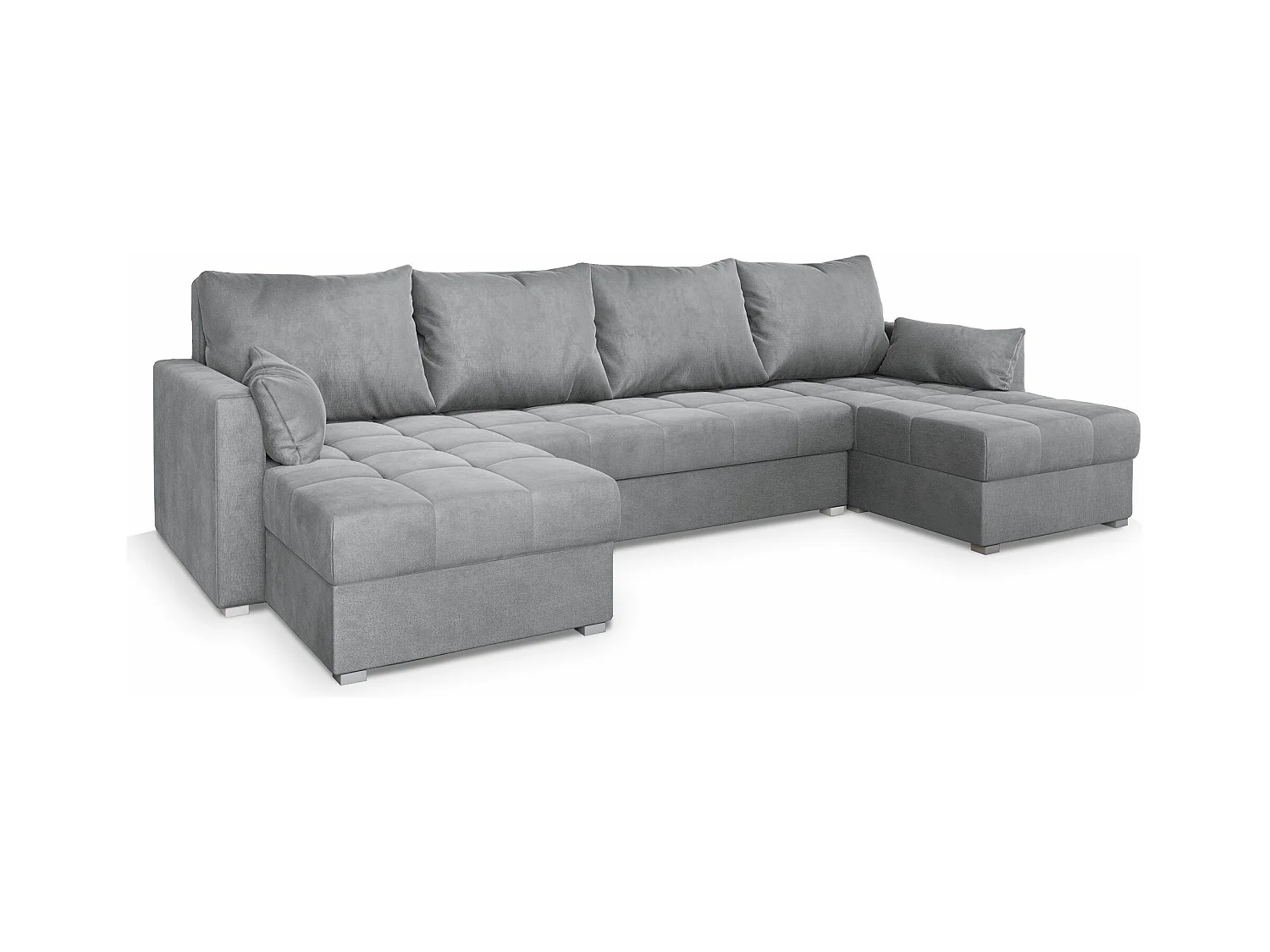 Canapé d'angle NAKO Gris clair en velours avec fonction de couchage