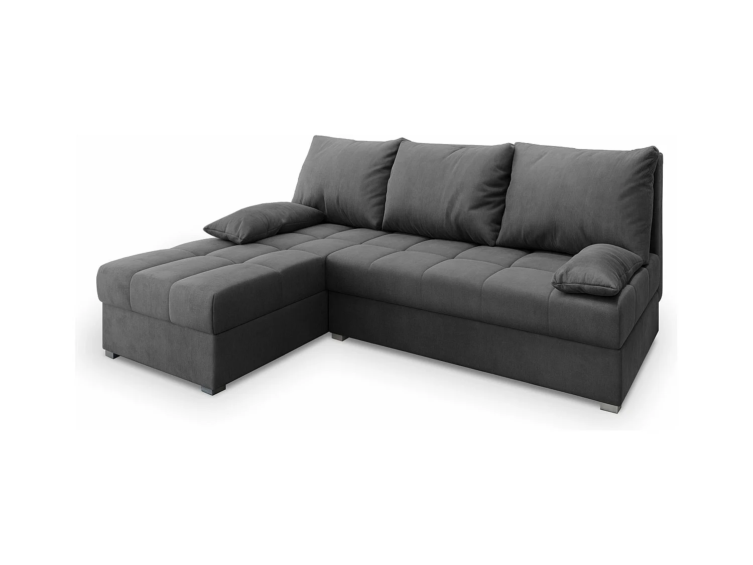 Canapé d'angle RITA Gris en velours avec fonction de couchage