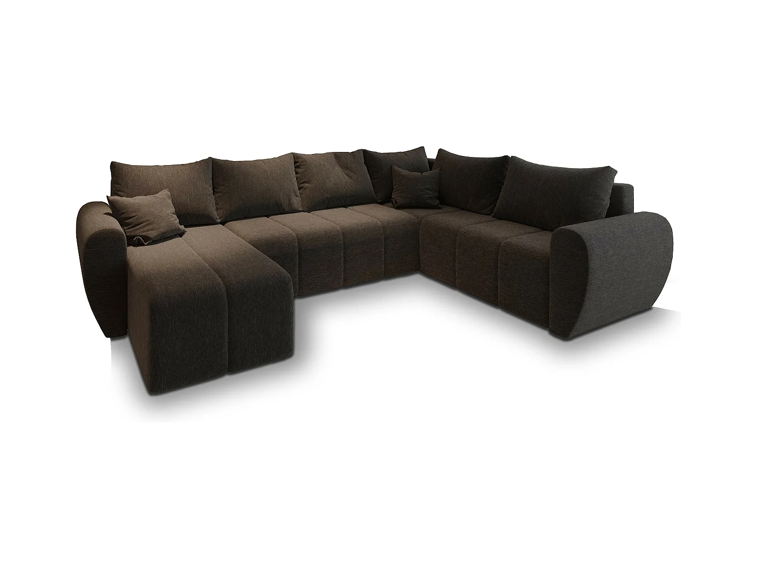 Canapé d'angle MADISON Marron en tissu texturé avec fonction de couchage