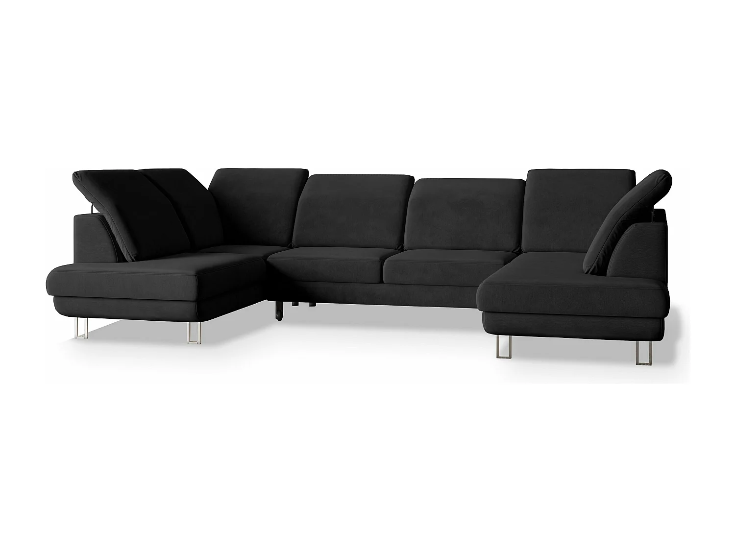 Canapé d'angle TERAMO Noir en velours avec fonction de couchage