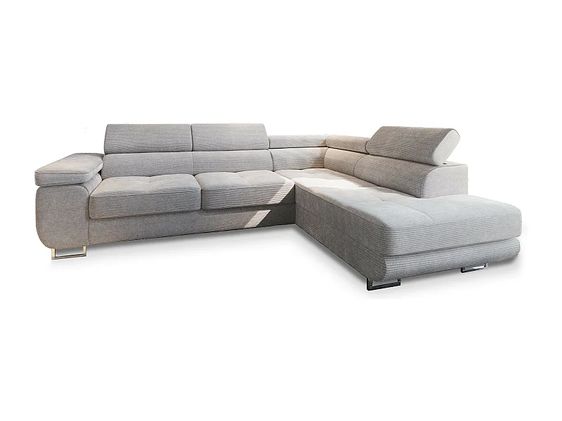 Canapé d'angle APIRO Crème en velours côtelé avec fonction de couchage