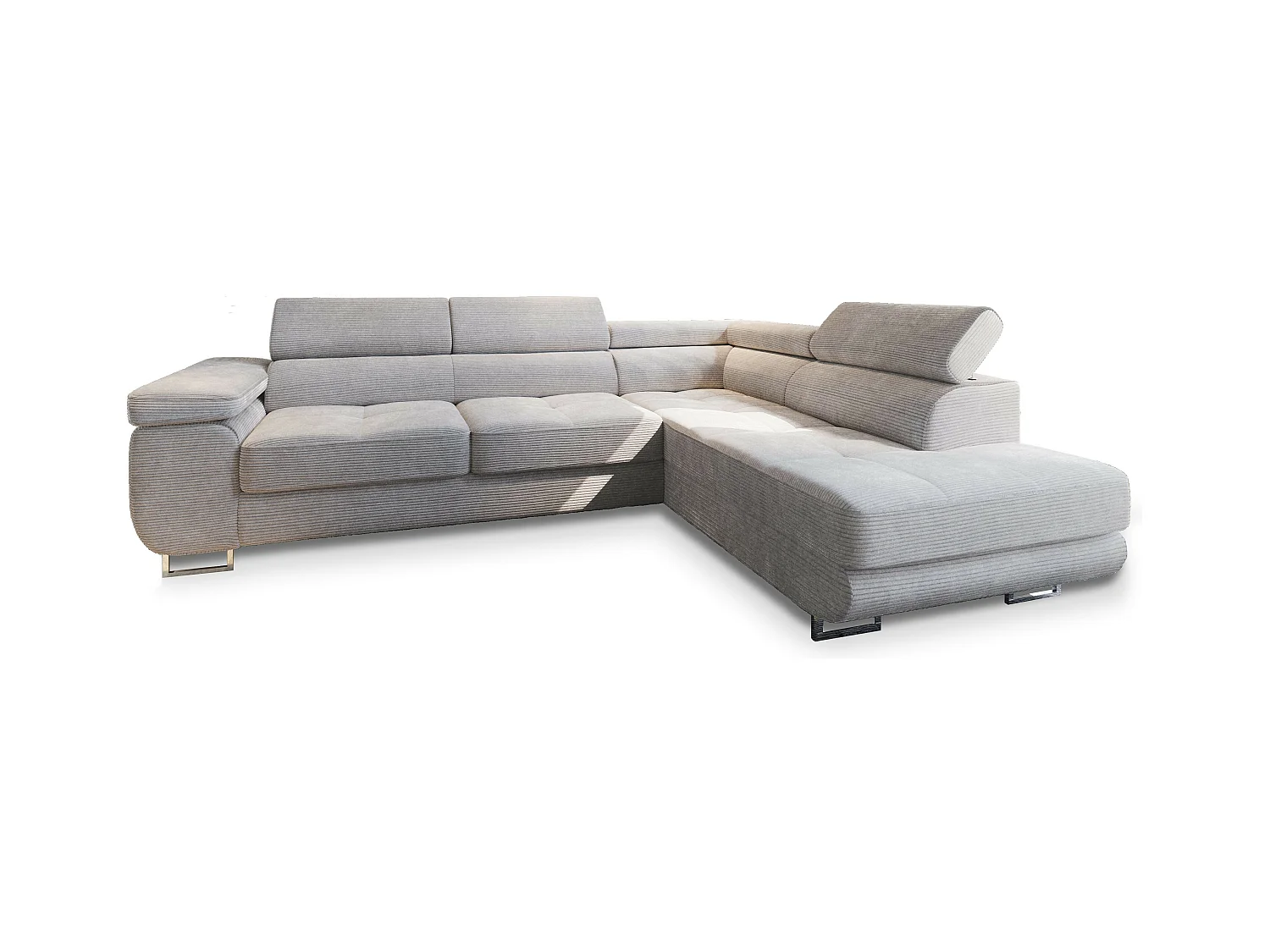 Canapé d'angle APIRO Crème en velours côtelé avec fonction de couchage