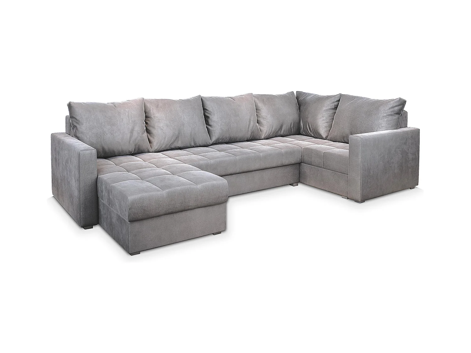 Canapé d'angle LORIVO Gris clair en peluche avec fonction de couchage