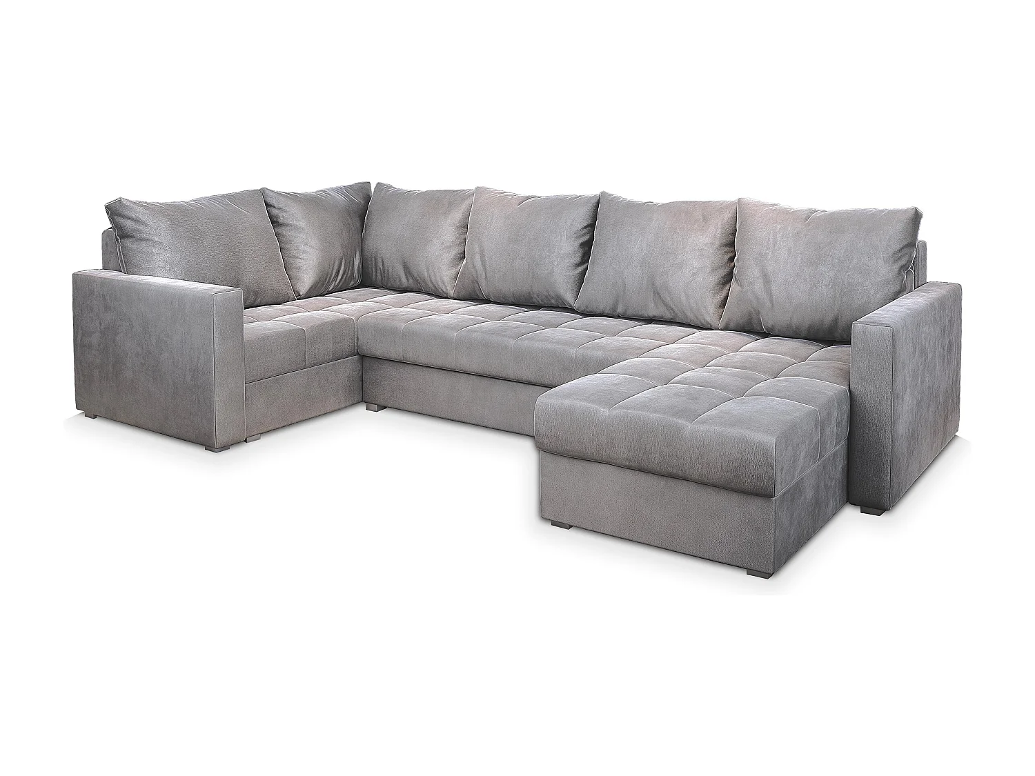 Canapé d'angle LORIVO Gris clair en peluche avec fonction de couchage