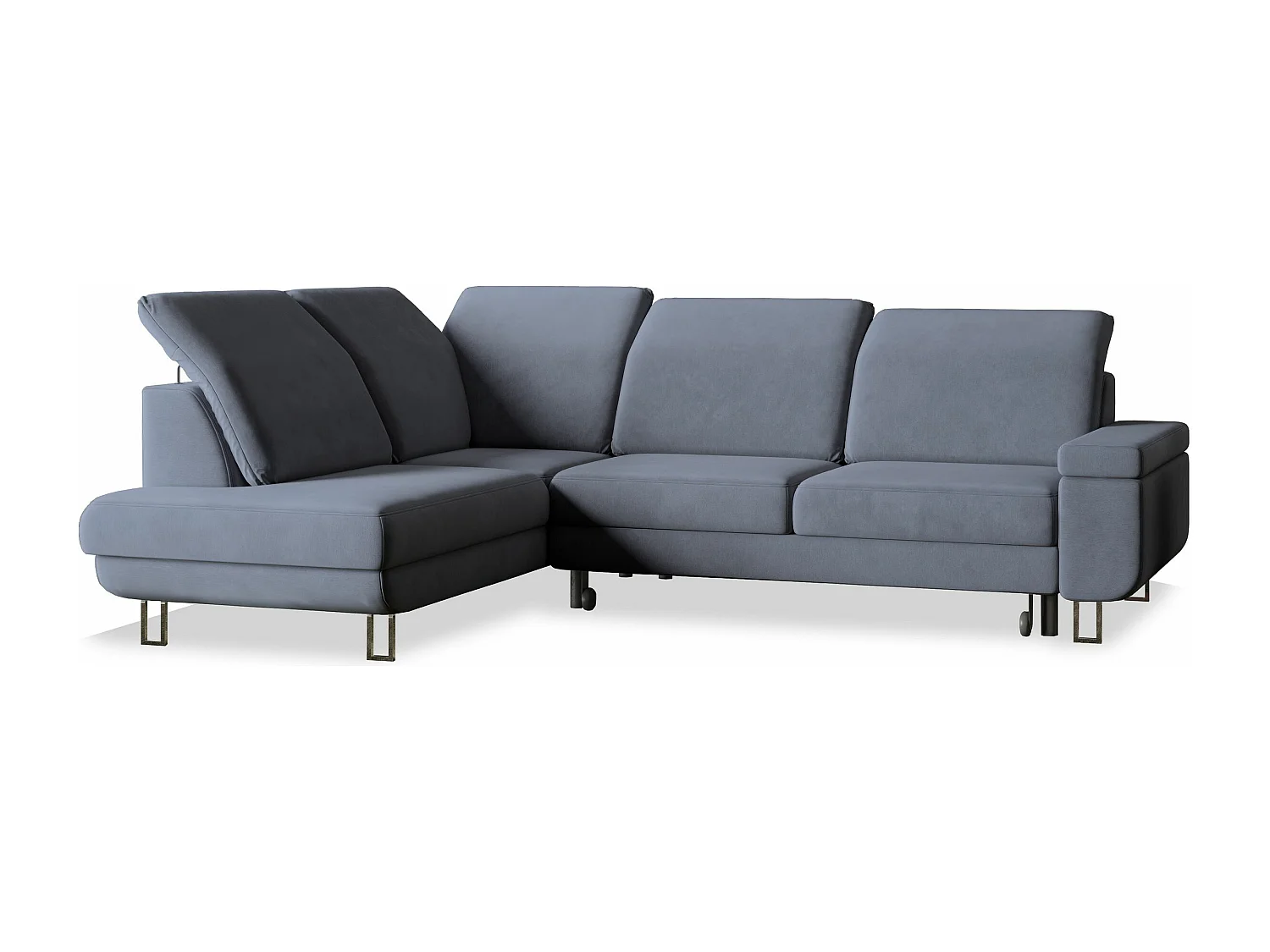 Canapé d'angle LERMA Gris en velours avec fonction de couchage