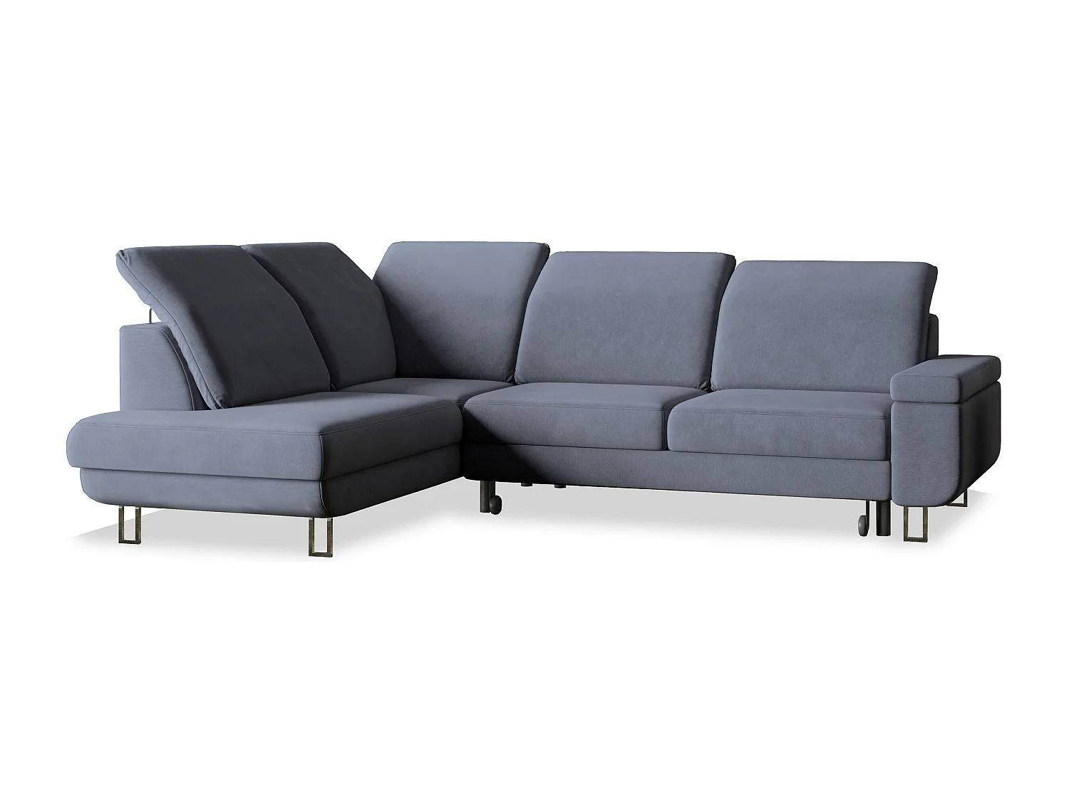 Canapé d'angle LERMA Gris en velours avec fonction de couchage