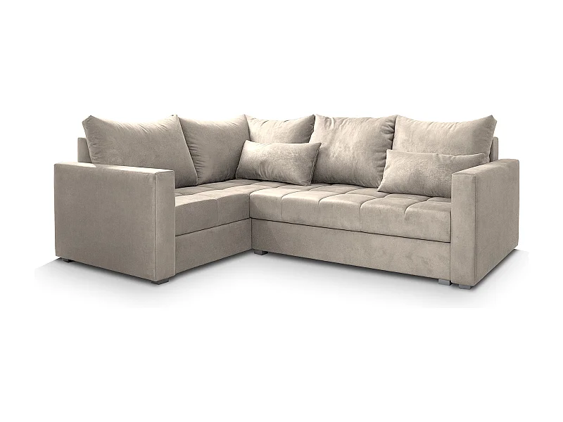 Hoekbank LIRENO van fluweel met slaapfunctie Beige