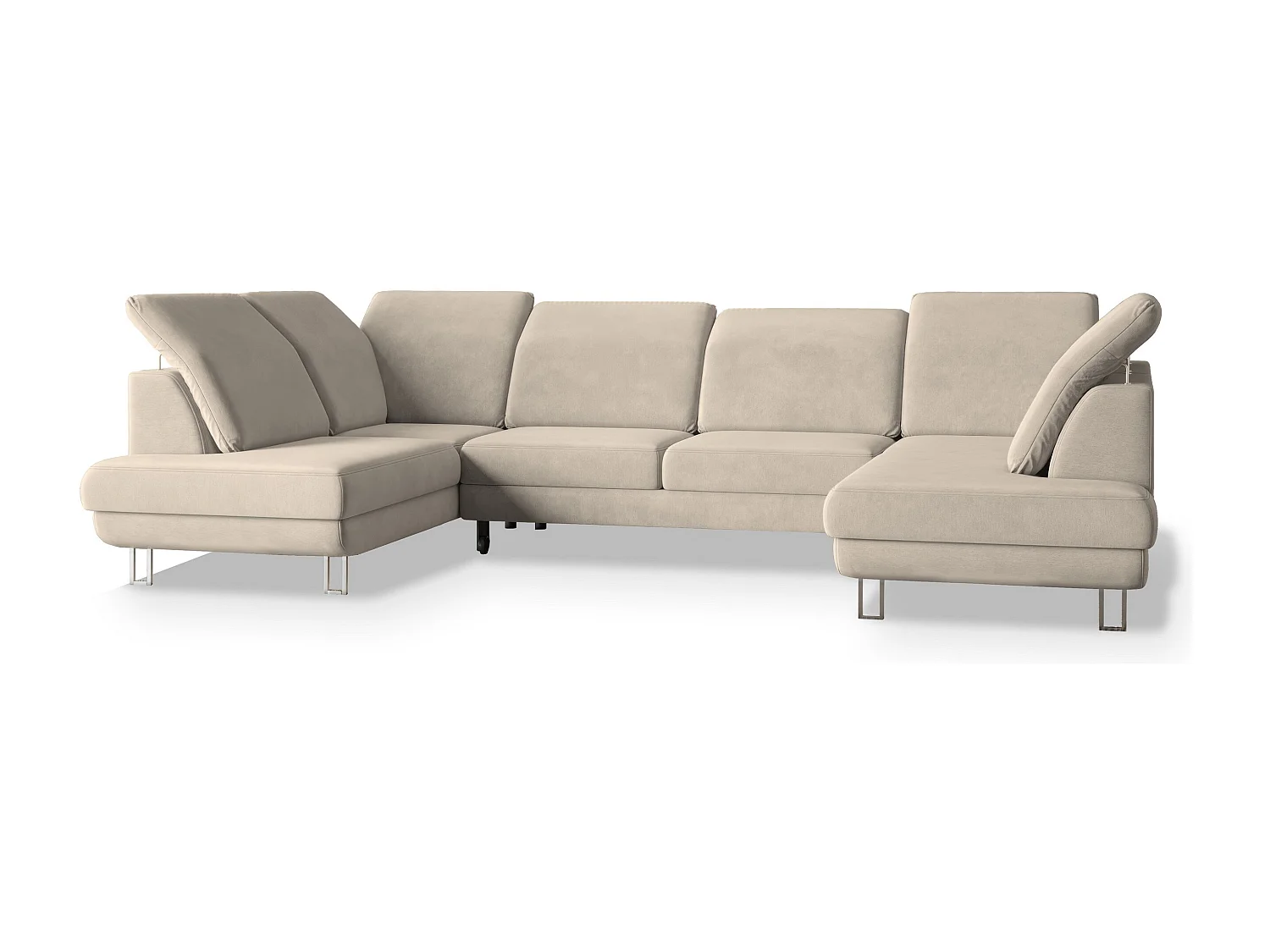 Canapé d'angle TERAMO Crème en velours avec fonction de couchage