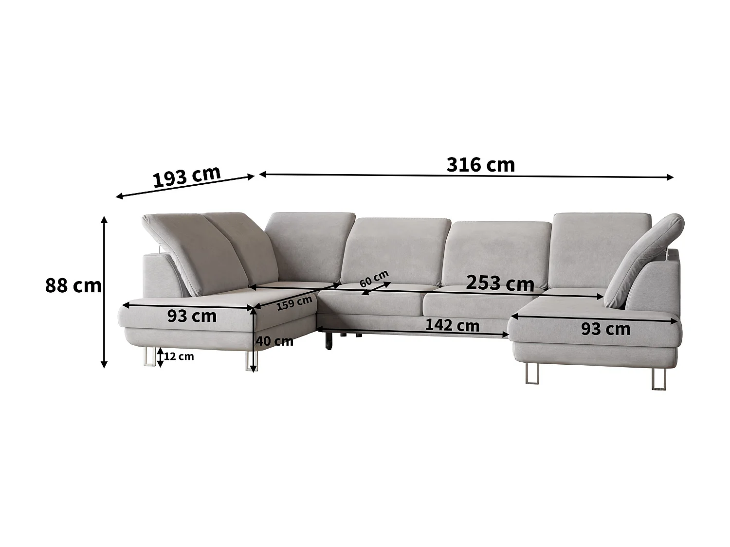 Canapé d'angle TERAMO Crème en velours avec fonction de couchage