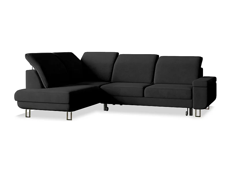 Canapé d'angle LERMA Noir en velours avec fonction de couchage