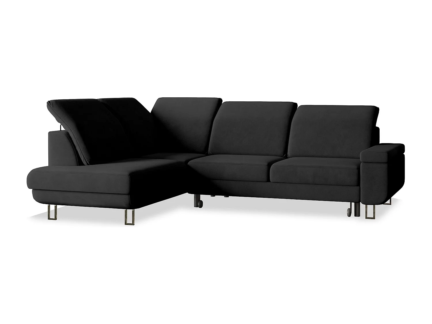 Canapé d'angle LERMA Noir en velours avec fonction de couchage