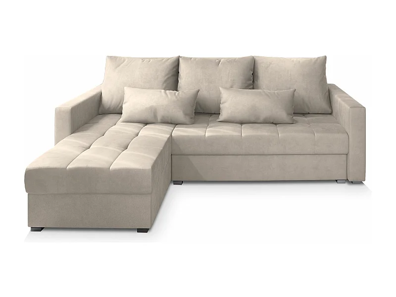 Canapé d'angle KOS Crème en velours avec fonction de couchage