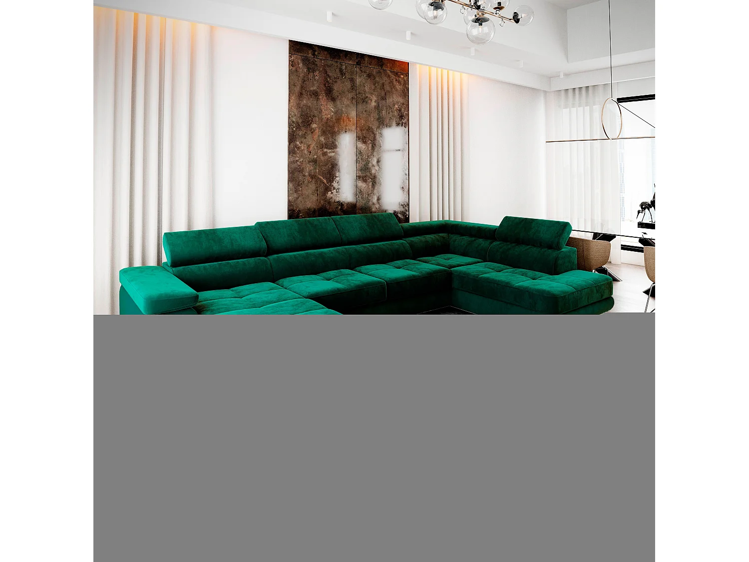 Canapé d'angle CASONE Vert Sapin en velours avec fonction de couchage