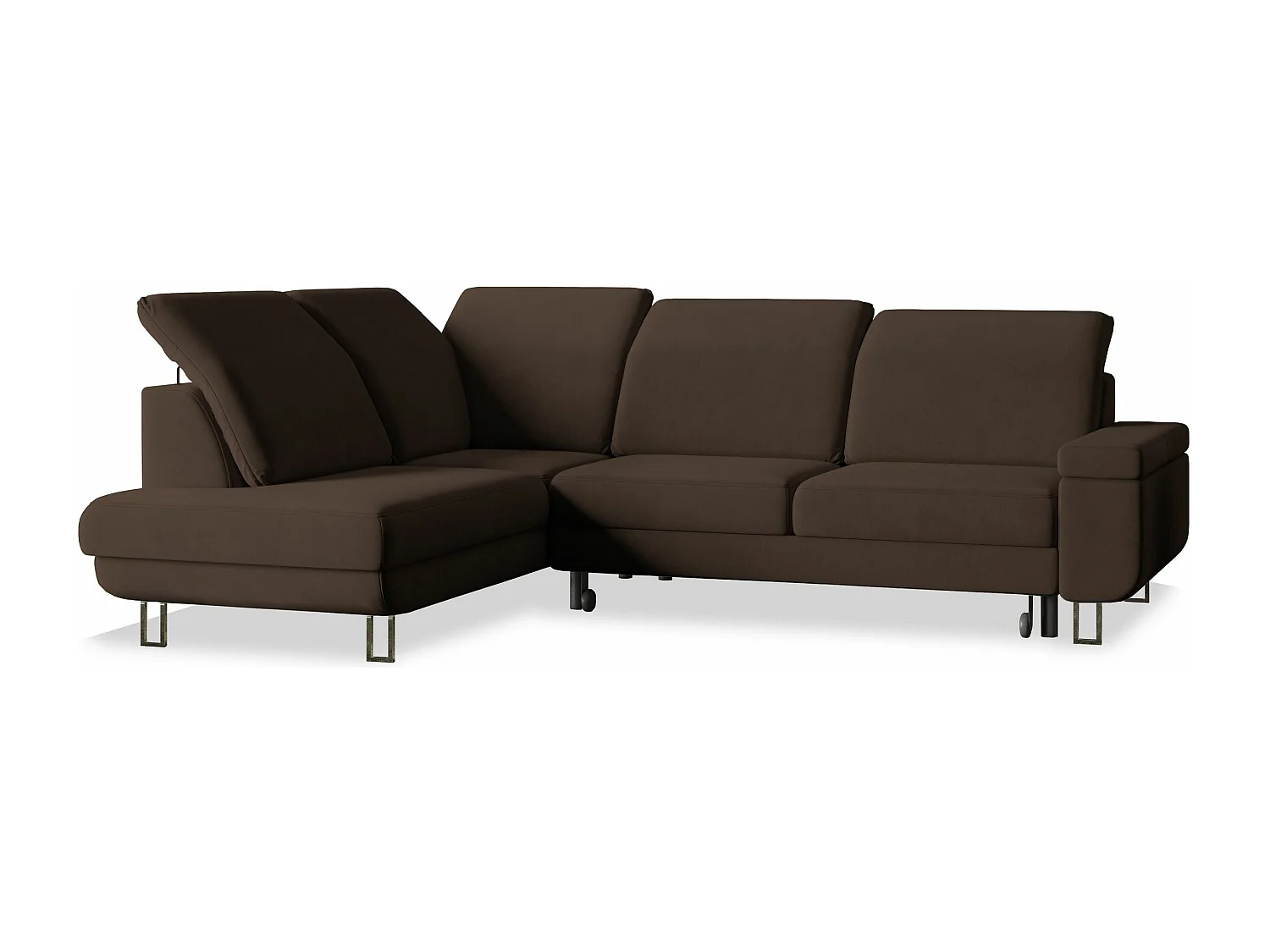 Canapé d'angle LERMA Marron en velours avec fonction de couchage