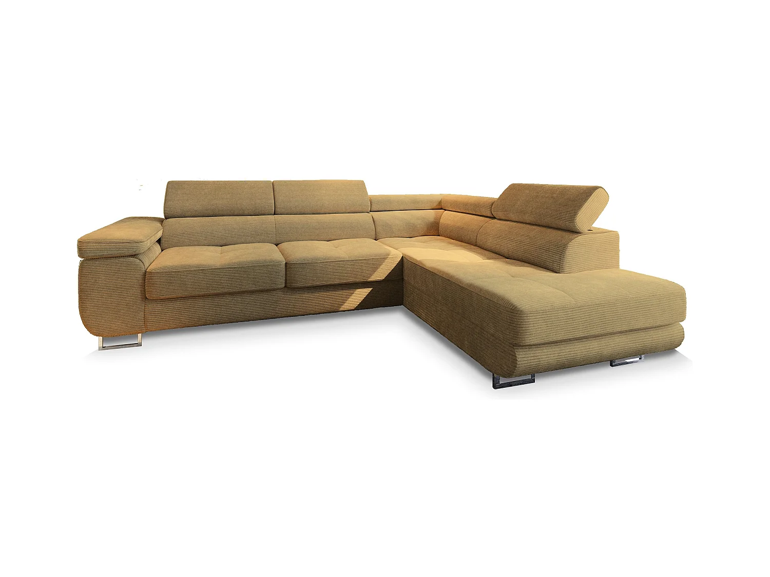 Canapé d'angle APIRO Jaune en velours côtelé avec fonction de couchage