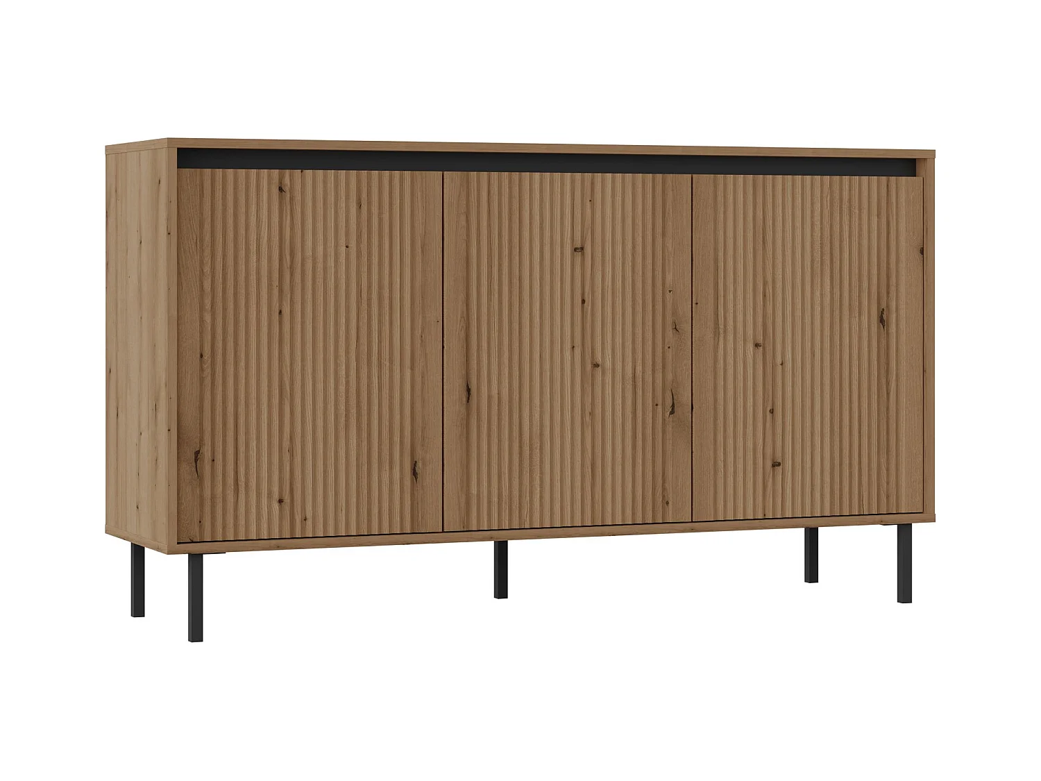 3-deurs dressoir met zwarte poten – 149 cm – evoke oak - OSAKA