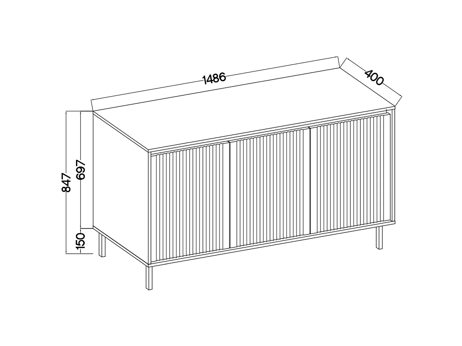 Sideboard 3-türig - Eichenholzoptik Evoke - 149 cm - OSAKA