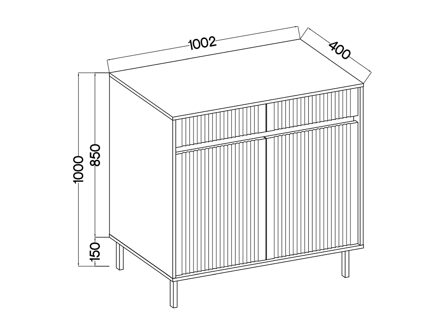 2-deurs dressoir met 2 lades – 100 cm – beige - OSAKA