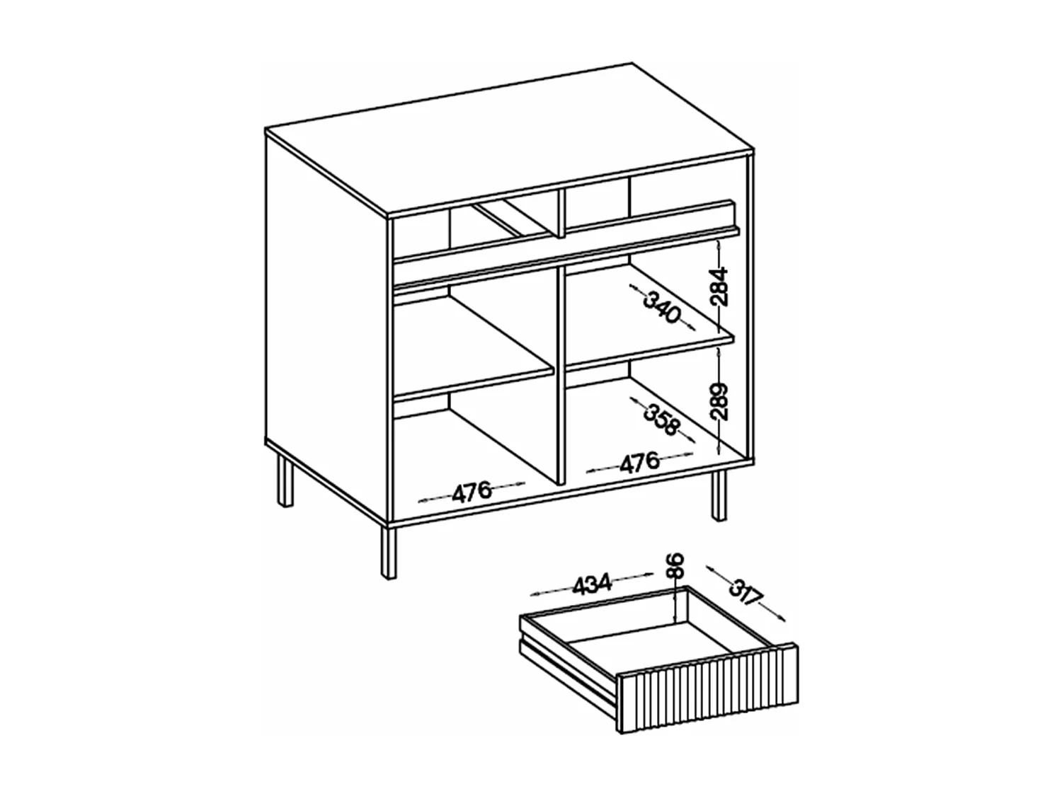 2-deurs dressoir met 2 lades – 100 cm – beige - OSAKA
