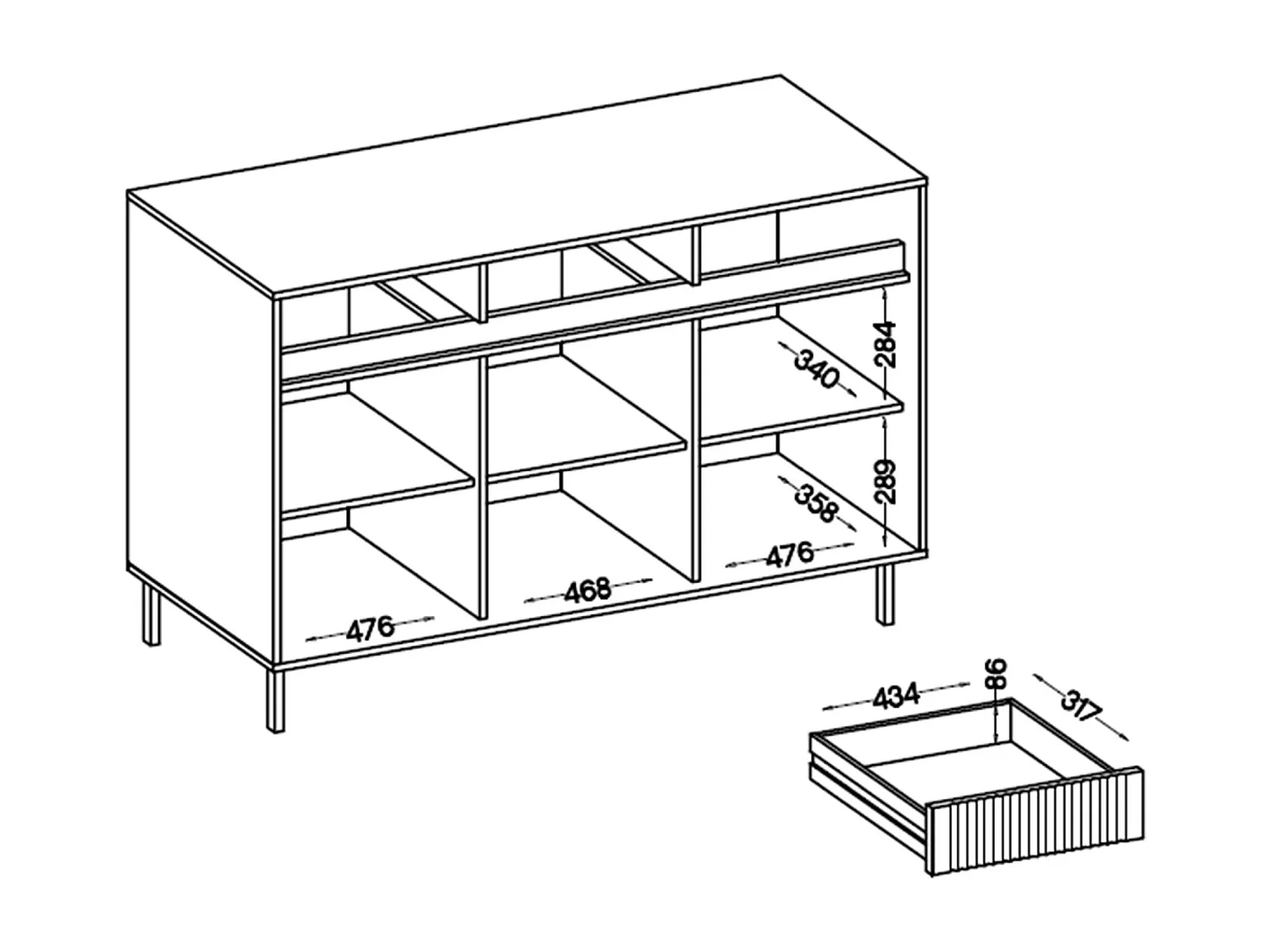 Sideboard 3-türig mit 3 Schubladen - Eichenholzoptik Evoke - 149 cm - OSAKA